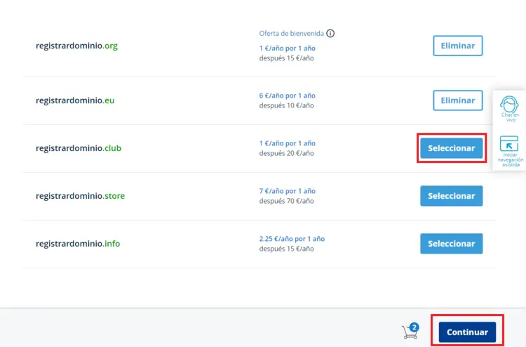 IONOS: selección de dominios para su compra IONOS: selección de dominios para su compra