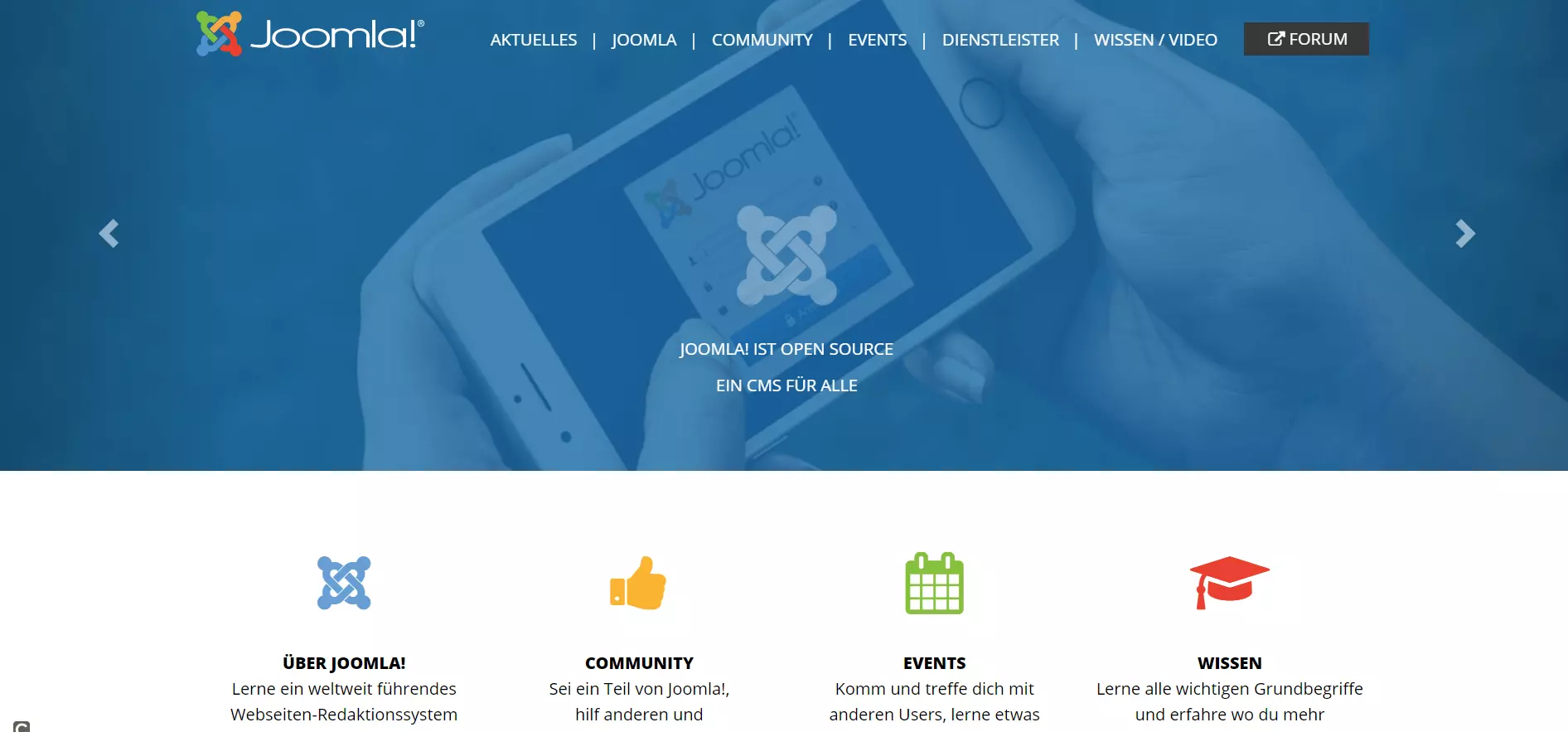 Imagen: Página principal del proyecto de código libre Joomla!