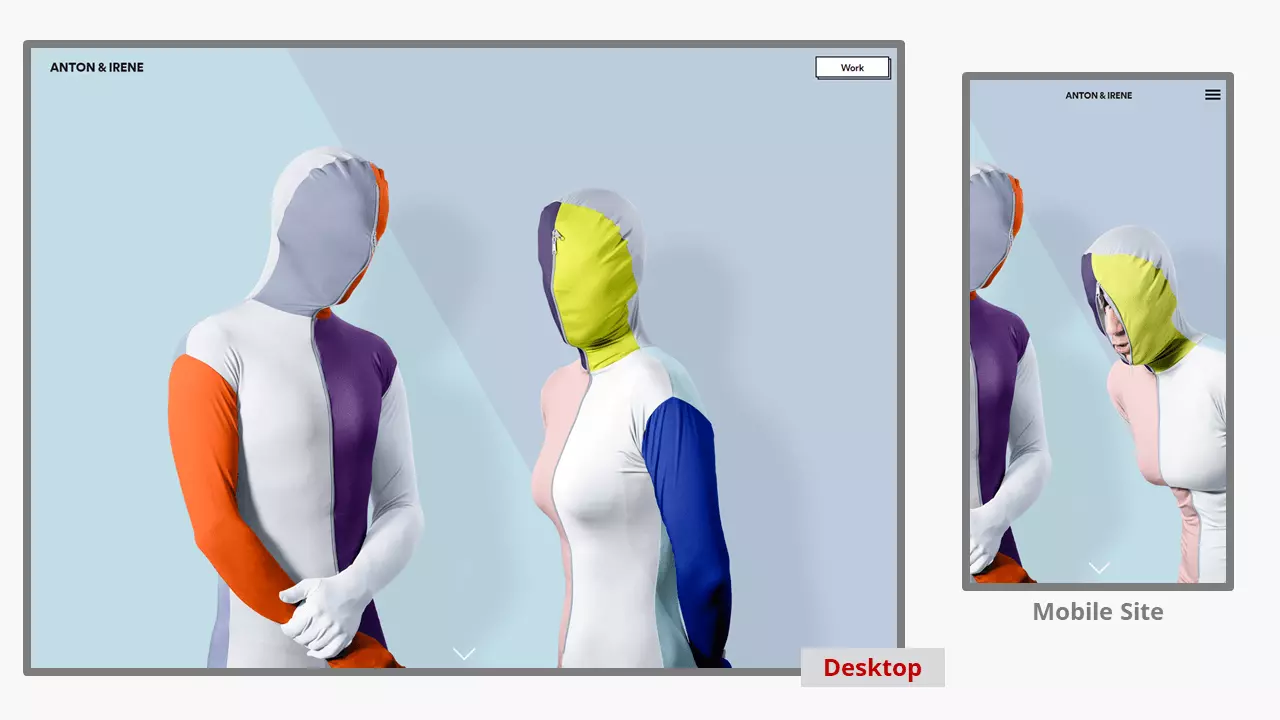 Captura de pantalla de la página web de los diseñadores antonandirene.com con efecto parallax Imagen: Captura de pantalla de la página web de los diseñadores antonandirene.com con efecto parallax