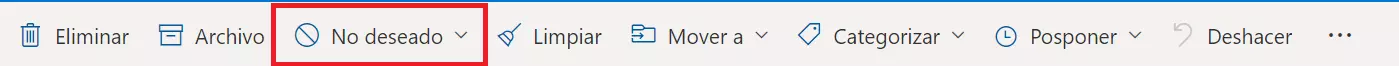 Imagen: Barra de herramientas en Outlook.com