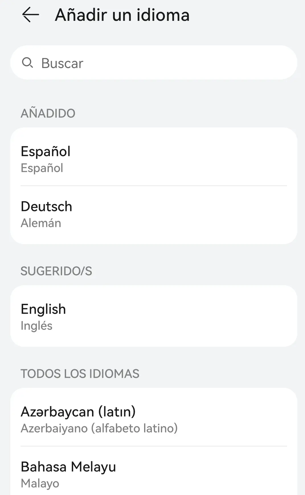 Imagen: Añadir un idioma en un sistema operativo Android