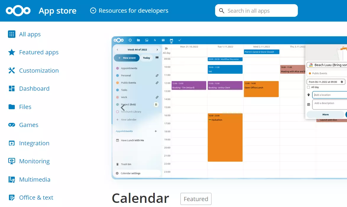 Calendar en el App Store de Nextcloud Calendar en el App Store de Nextcloud