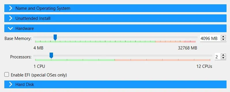 Imagen: Asignación de hardware en Oracle VirtualBox Manager