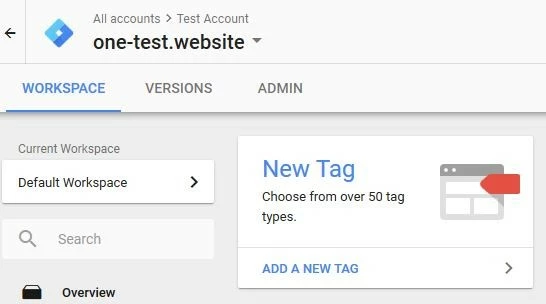 Imagen: Google Tag Manager: área de trabajo