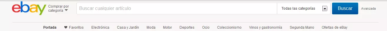Imagen: Barra de búsqueda de eBay