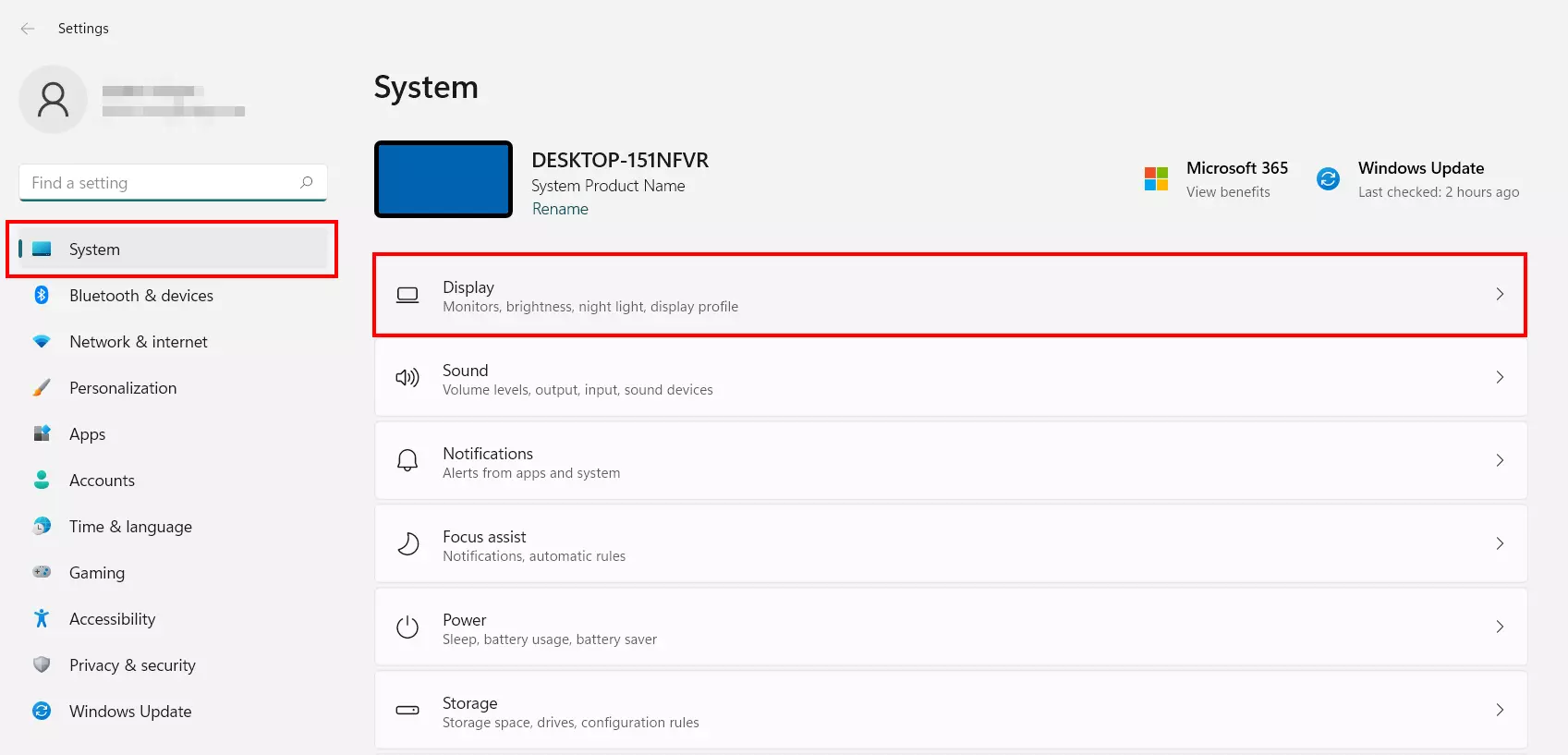 Imagen: Menú “Pantalla” en los ajustes de Windows 11