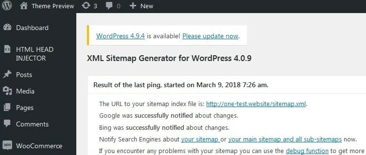 Imagen: Google Sitemaps XML: menú de configuración