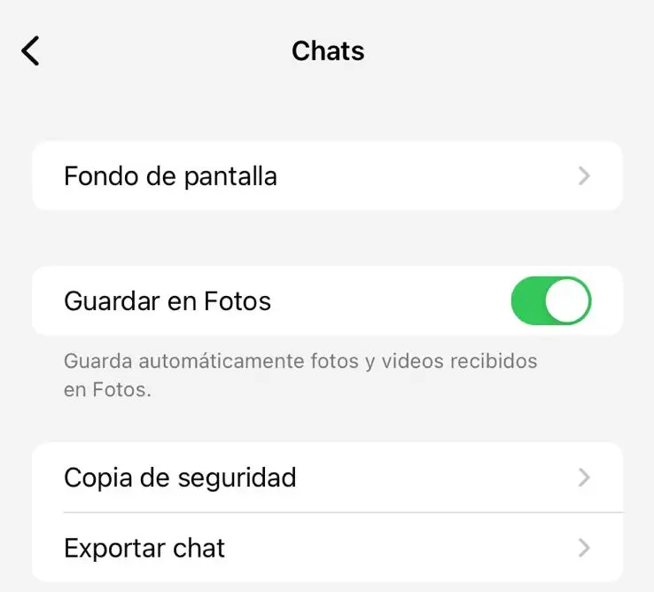 Imagen: Captura de pantalla del iPhone en la que se destaca la opción “Guardar en Fotos”