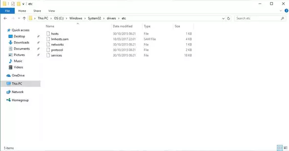 Imagen: Archivo de hosts en Windows 7