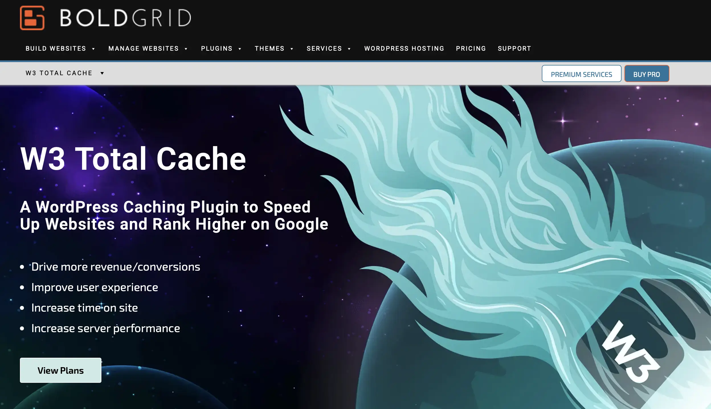 Imagen: W3 Total Cache en la página web del desarrollador BoldGrid