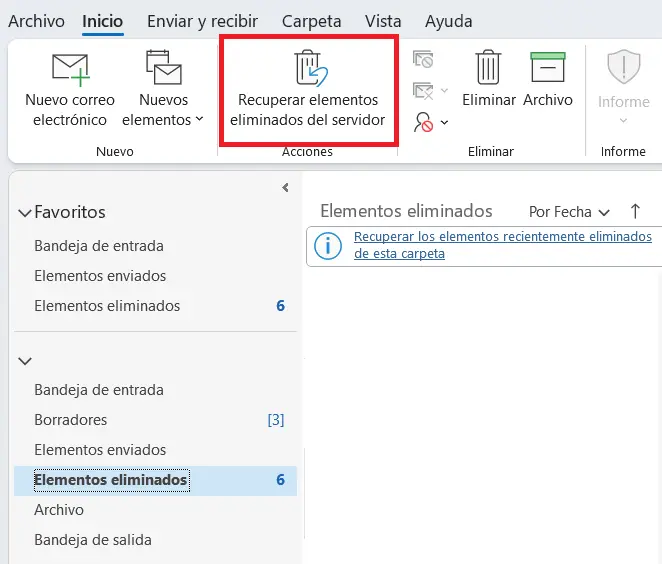 Imagen: Recuperar correos eliminados de Outlook