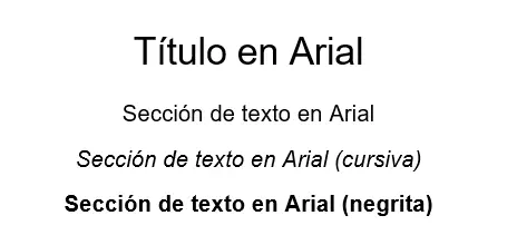 Imagen: Ejemplo de texto para Arial