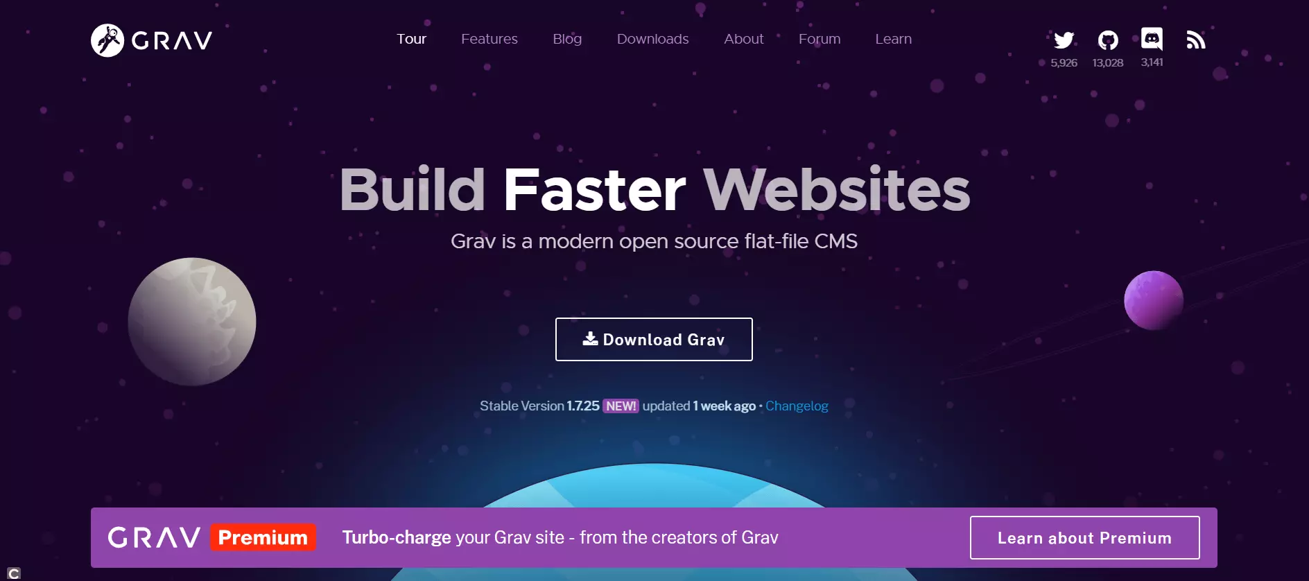 Imagen: Página de inicio del proyecto Grav