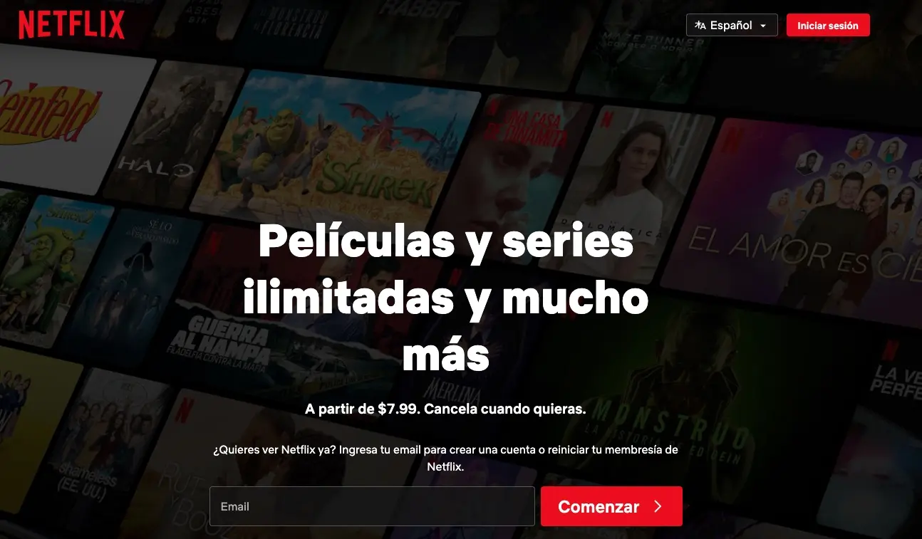 Landing page de Netflix Imagen: Landing page de Netflix