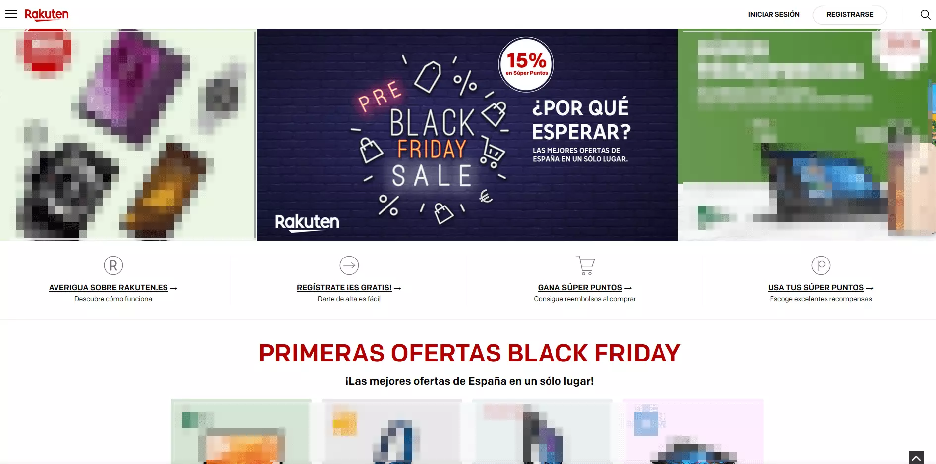 Imagen: Página de inicio de Rakuten España