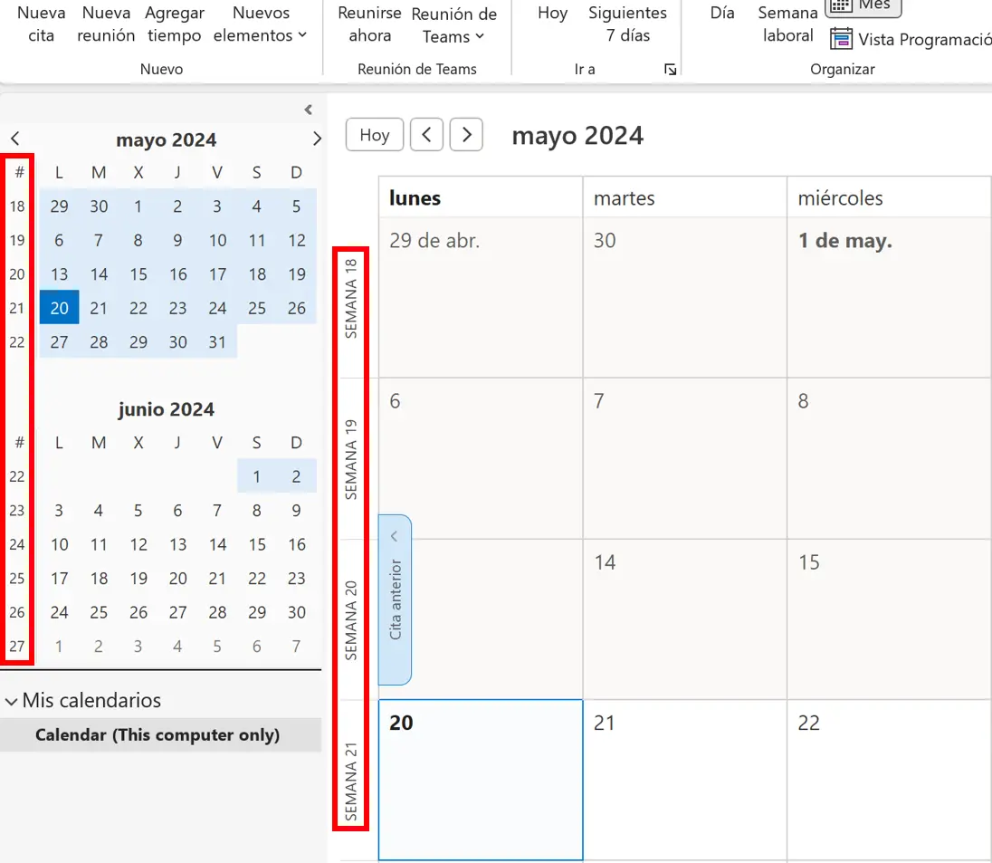 Outlook: configuración de calendario Imagen: Outlook: configuración de calendario