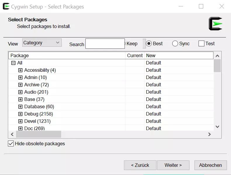 Imagen: Captura de pantalla de la instalación de Cygwin