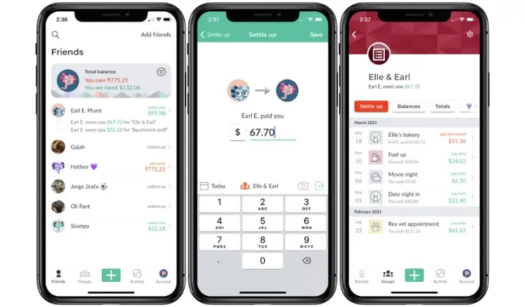 Imagen: Captura de pantalla de la app de Splitwise