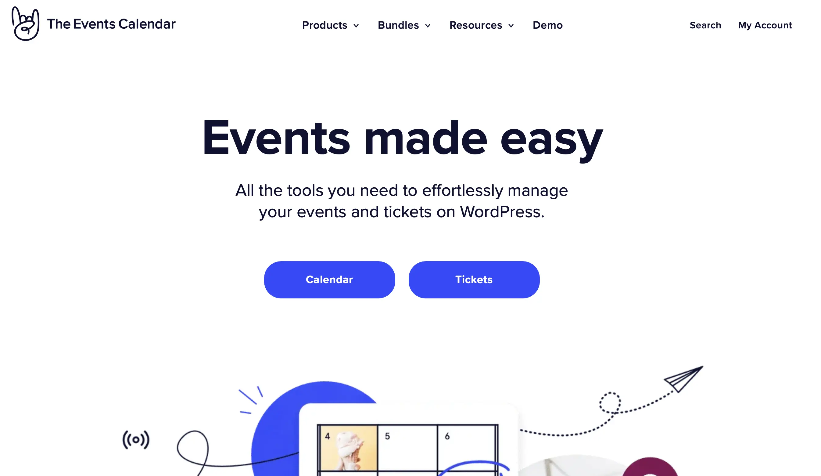Imagen: Captura de pantalla de la página del plugin para WordPress The Events Calendar