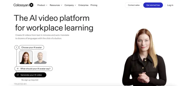 Captura de pantalla de la página web de Colossyan Captura de pantalla de la página web de Colossyan