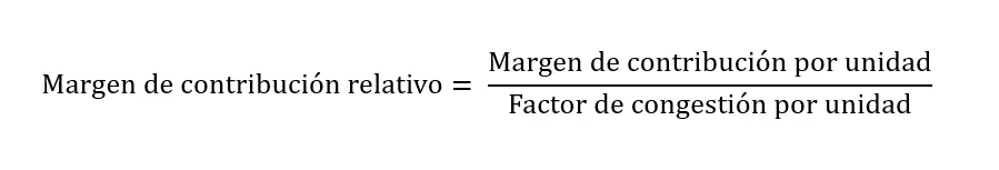 Imagen: Fórmula del margen de contribución relativo