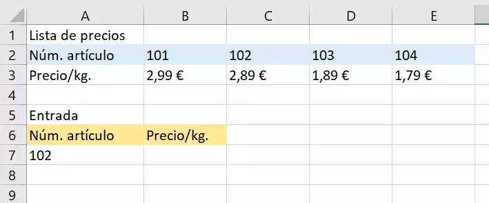 Imagen: BUSCARH: cálculo de precio/kg.