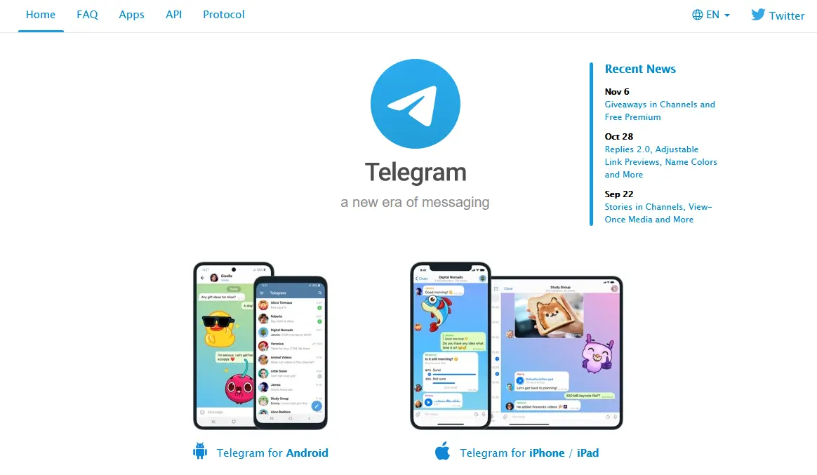 Imagen: Captura de la página web de Telegram