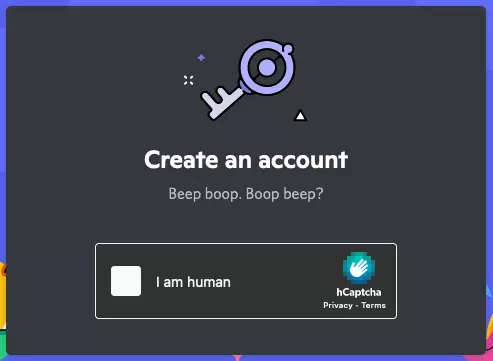 Captcha al crear una cuenta en Discord