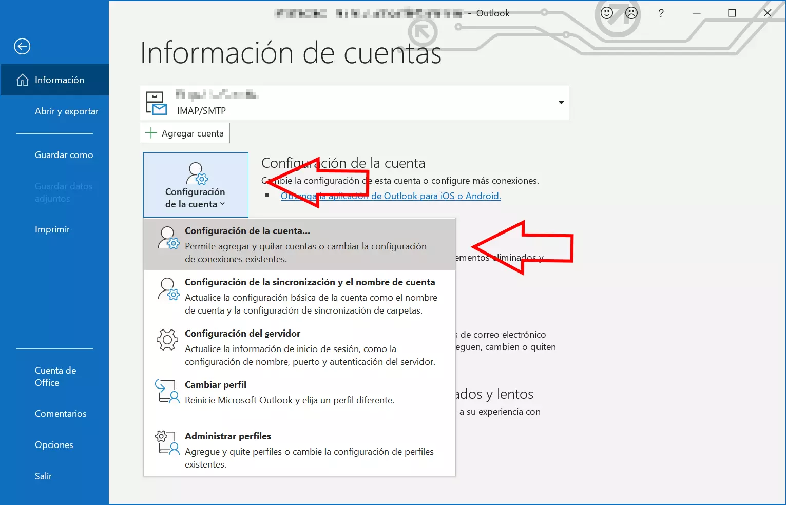 Cambiar el remitente de Outlook: abre la configuración de la cuenta Cambiar el remitente de Outlook: abre la configuración de la cuenta