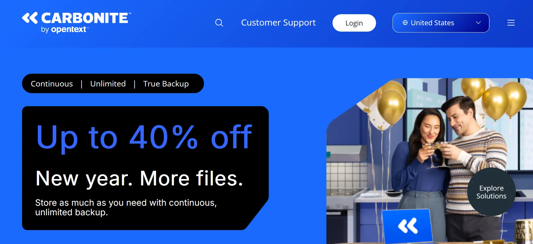 Imagen: Captura de pantalla de la página principal de Carbonite