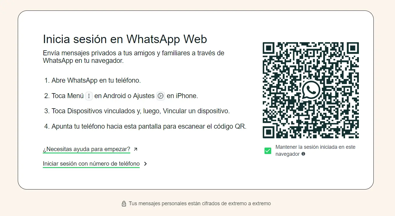 Imagen: Captura de WhatsApp Web en el navegador