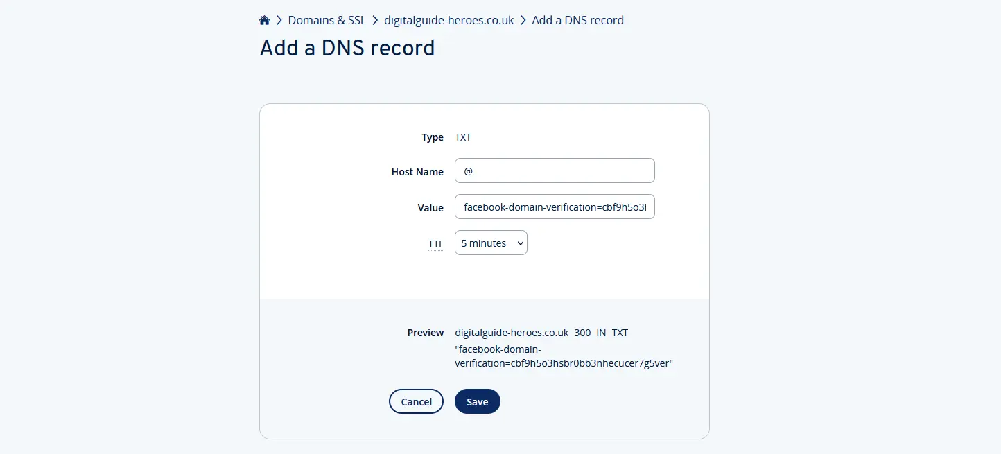 Añadir registro DNS en la cuenta de cliente de IONOS Imagen: Añadir registro DNS en la cuenta de cliente de IONOS