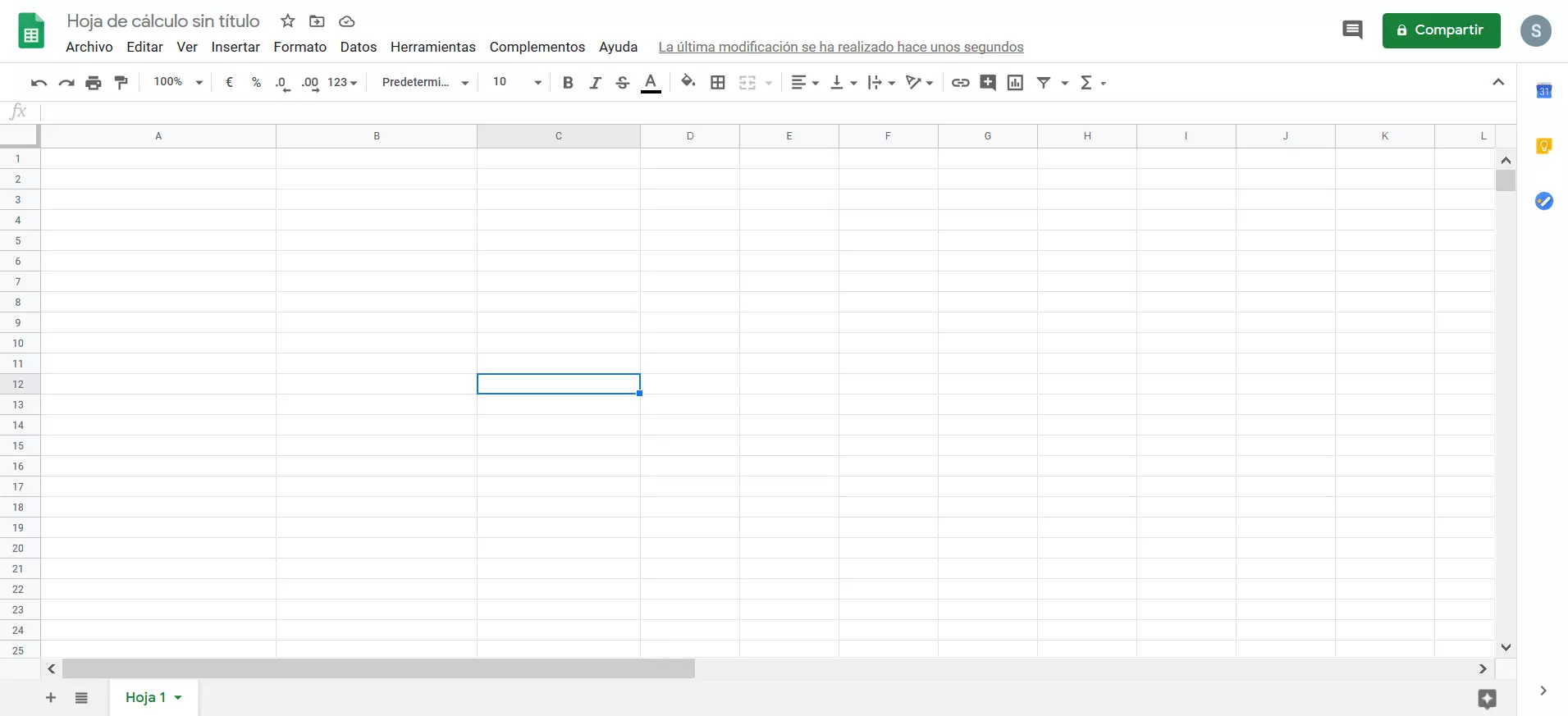 Imagen: Google Sheets: hoja en blanco 