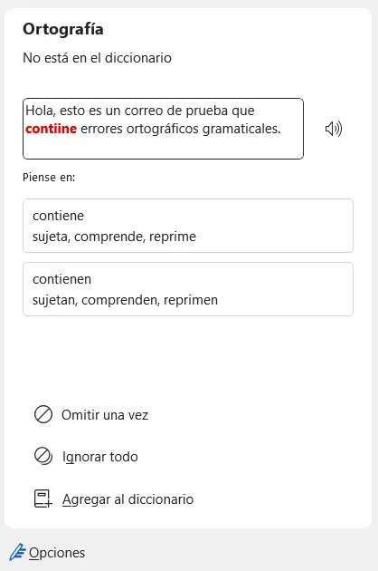Mensaje del corrector ortográfico automático de Outlook Imagen: Mensaje del corrector ortográfico automático de Outlook