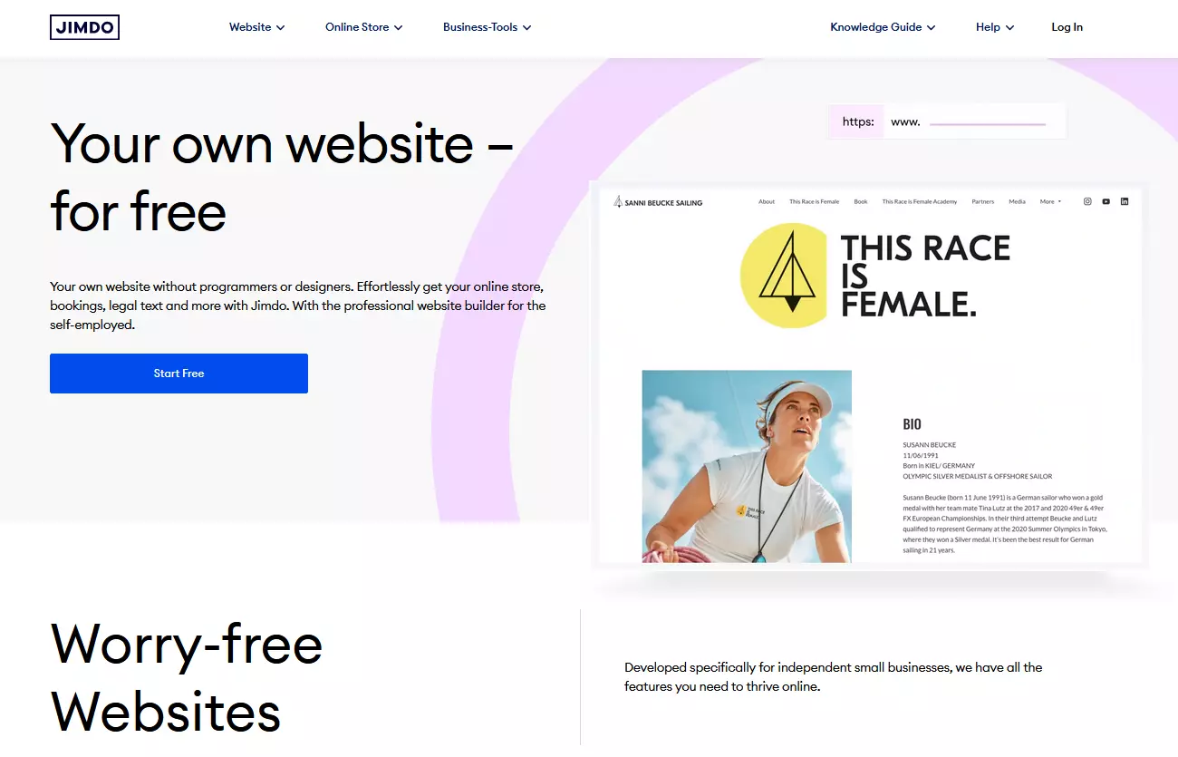 Página de inicio del creador de páginas web Jimdo Imagen: Página de inicio del creador de páginas web Jimdo