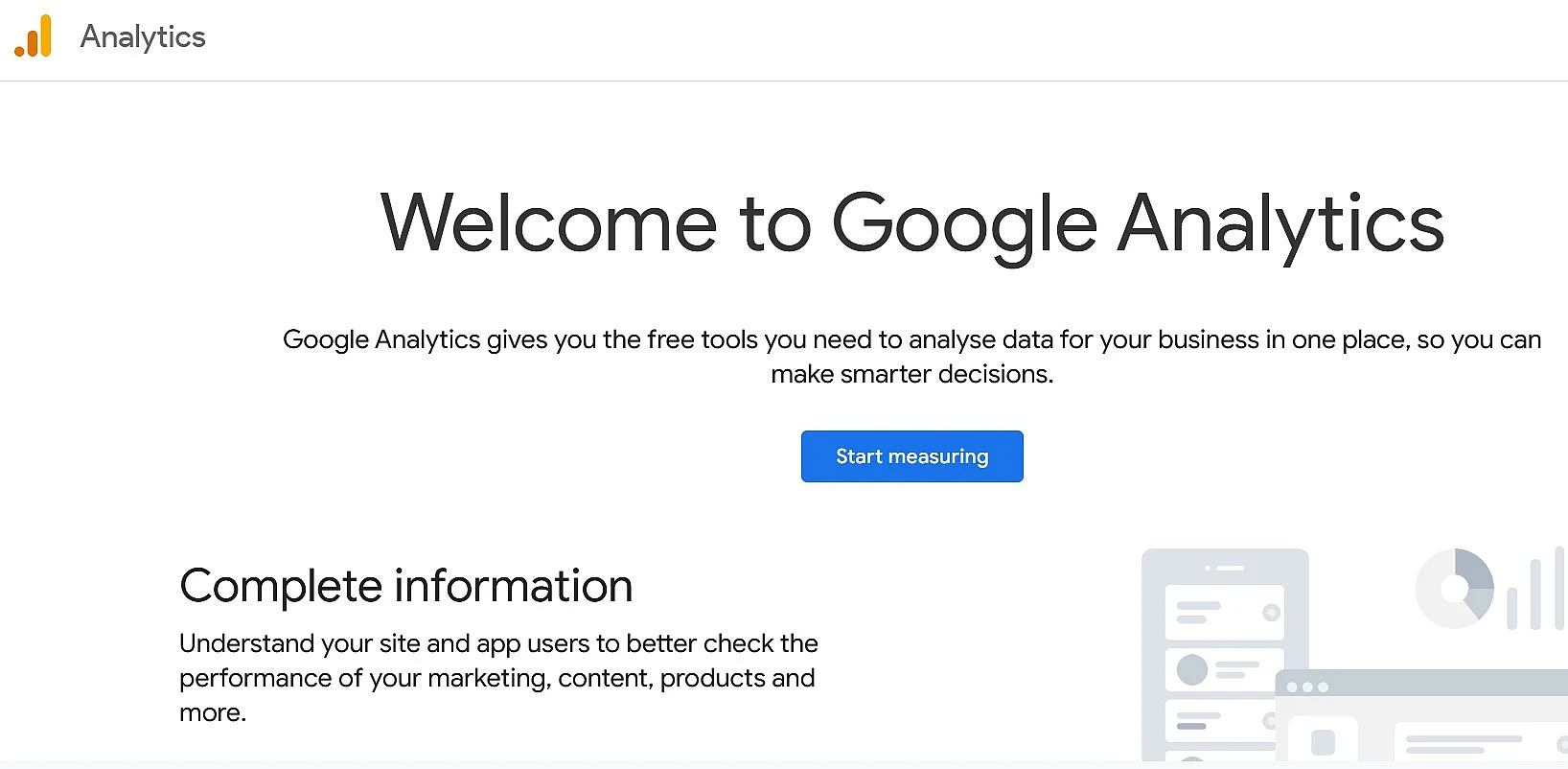 Imagen: Página informativa de Google Analytics