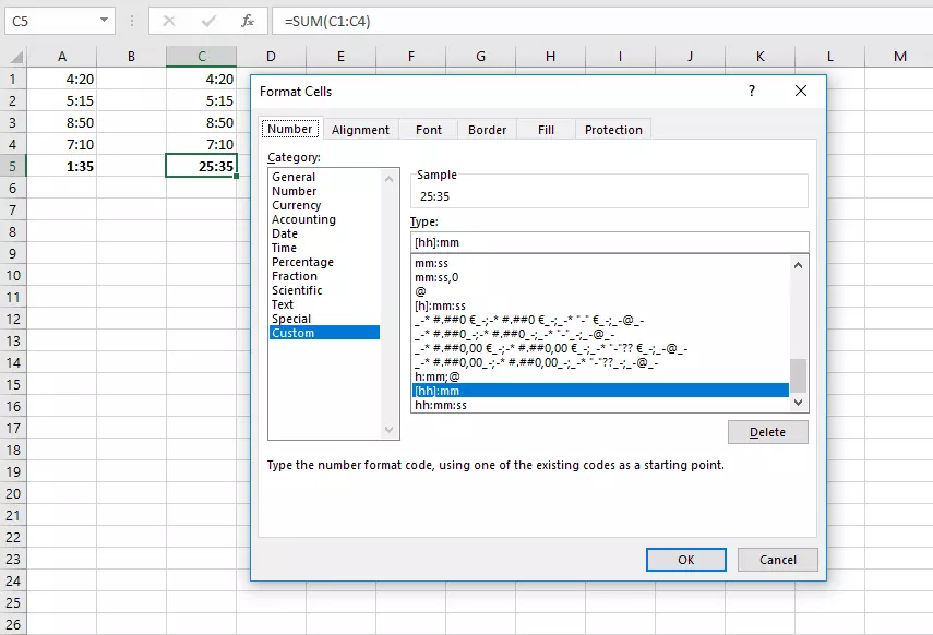 Imagen: Tipo de formato definido por el usuario en Excel