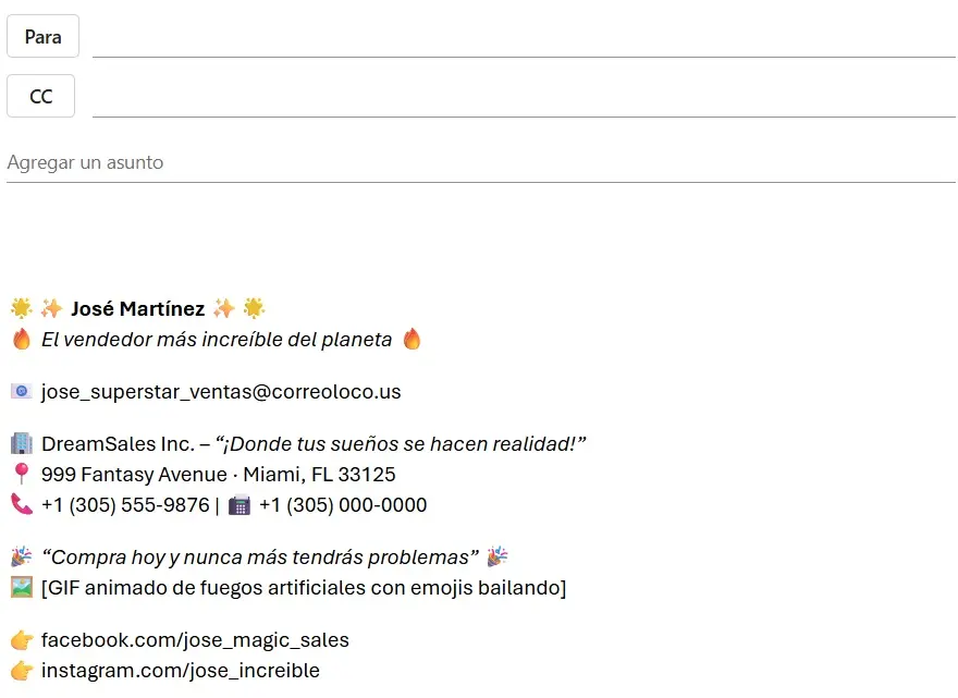 Imagen: Firma de correo electr&oacute;nico profesional: ejemplo de dise&ntilde;o recargado