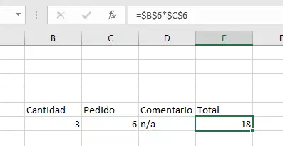 Imagen: Fórmulas Excel con el símbolo $ (fijar relaciones entre celdas)
