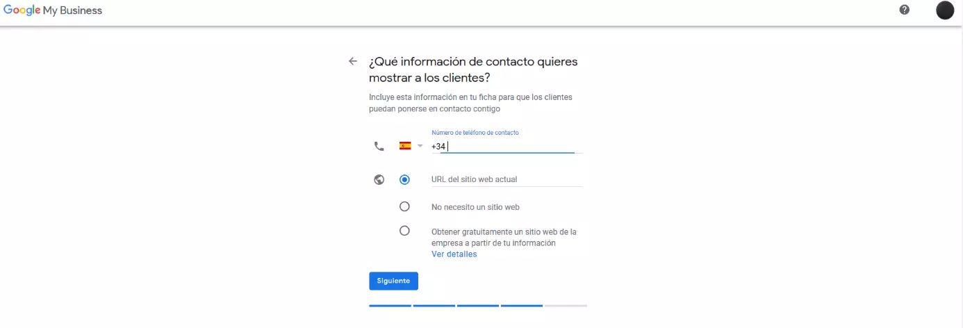 Imagen: Google My Business: selección de las opciones de contacto
