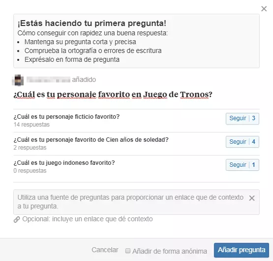 Imagen: Cuadro para formular una pregunta en Quora