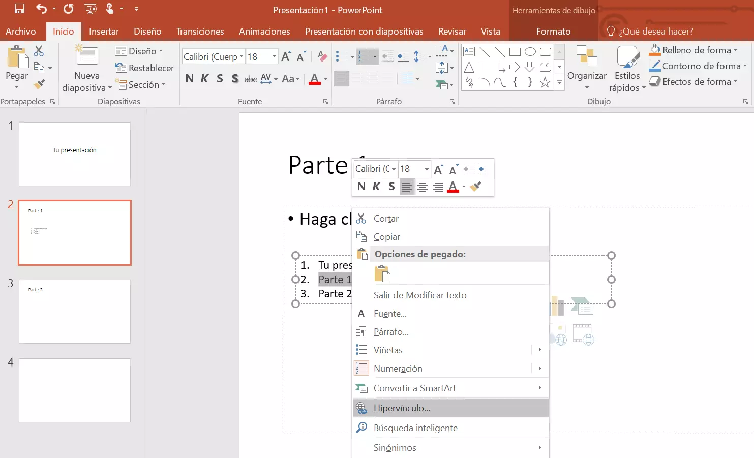 Imagen: Vincular la tabla de contenido de PowerPoint: crear hipervínculo