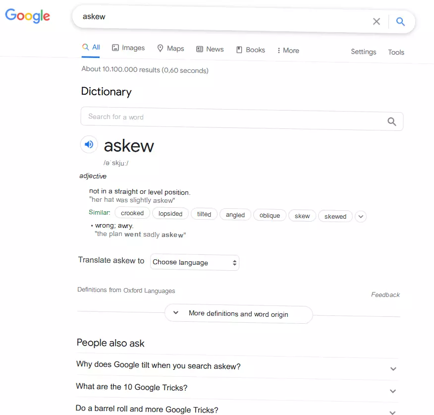 Imagen: Página de resultados de Google inclinada