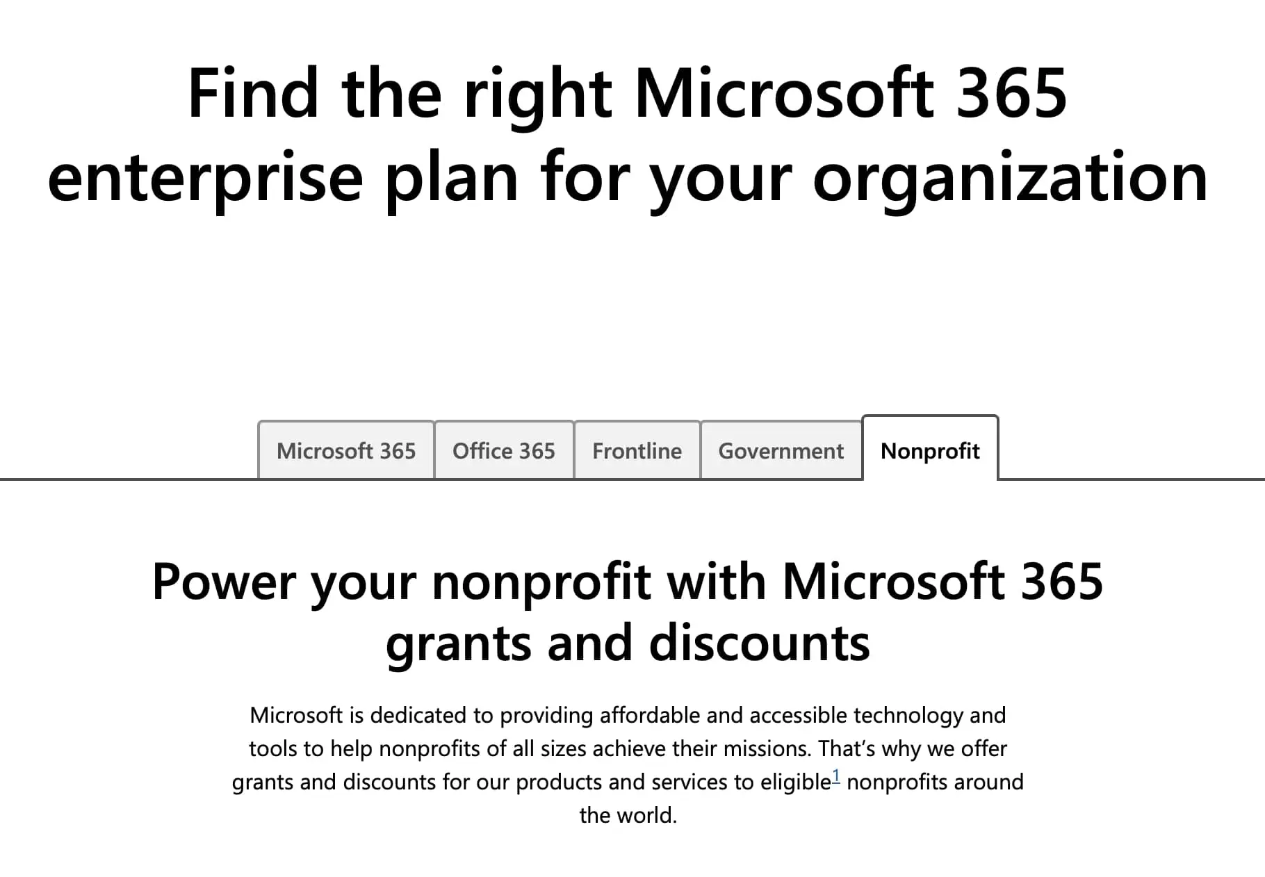 Imagen: Microsoft 365 para organizaciones sin fines de lucro