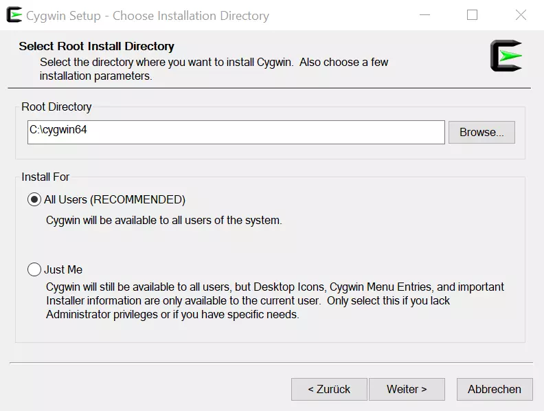 Imagen: Captura de pantalla de la instalación de Cygwin