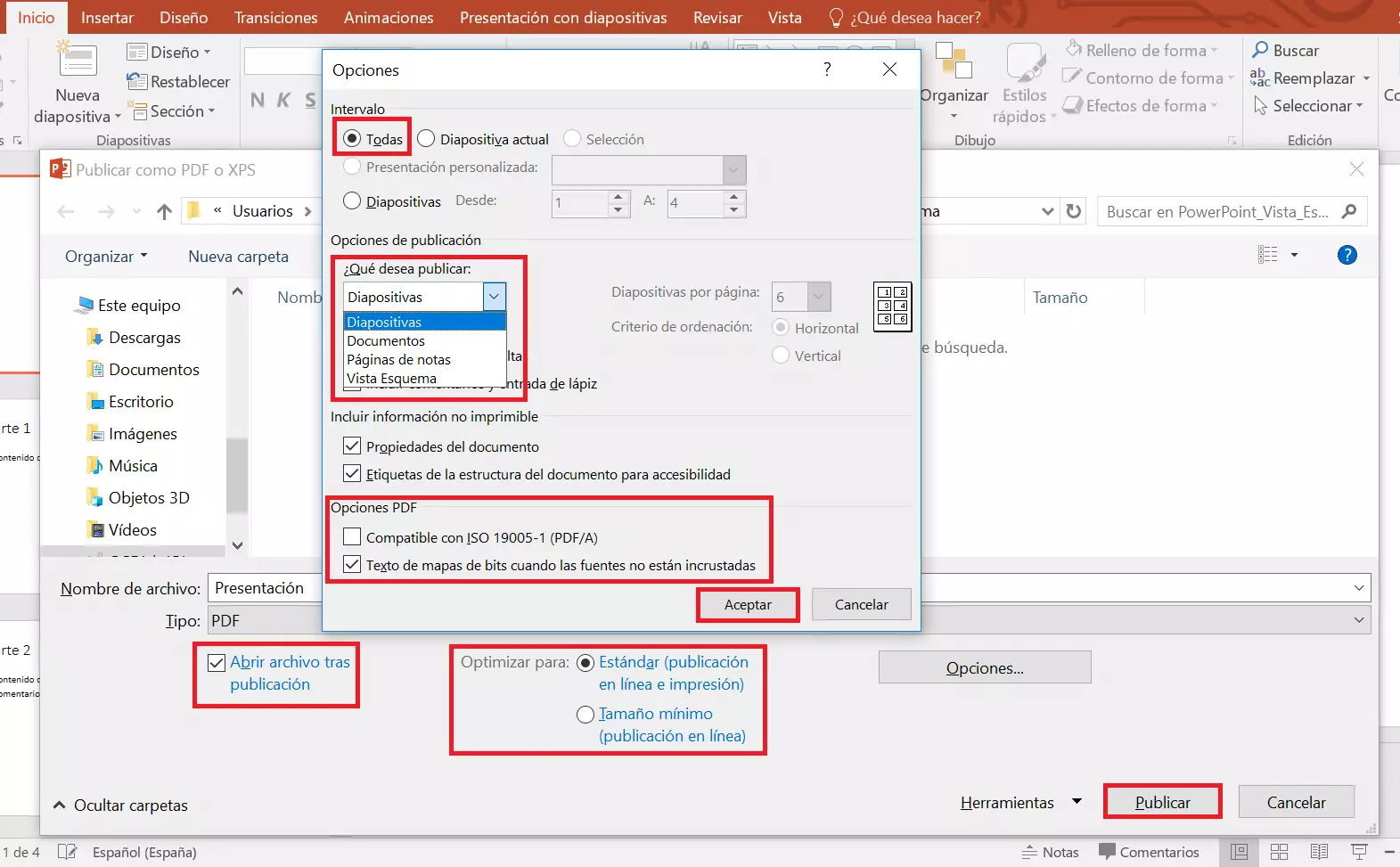 Imagen: Guardar PowerPoint en PDF: quinto paso