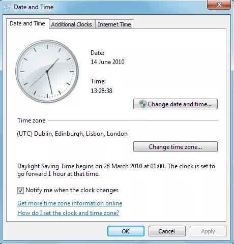 Imagen: Configuración del sistema en Windows: fecha y hora