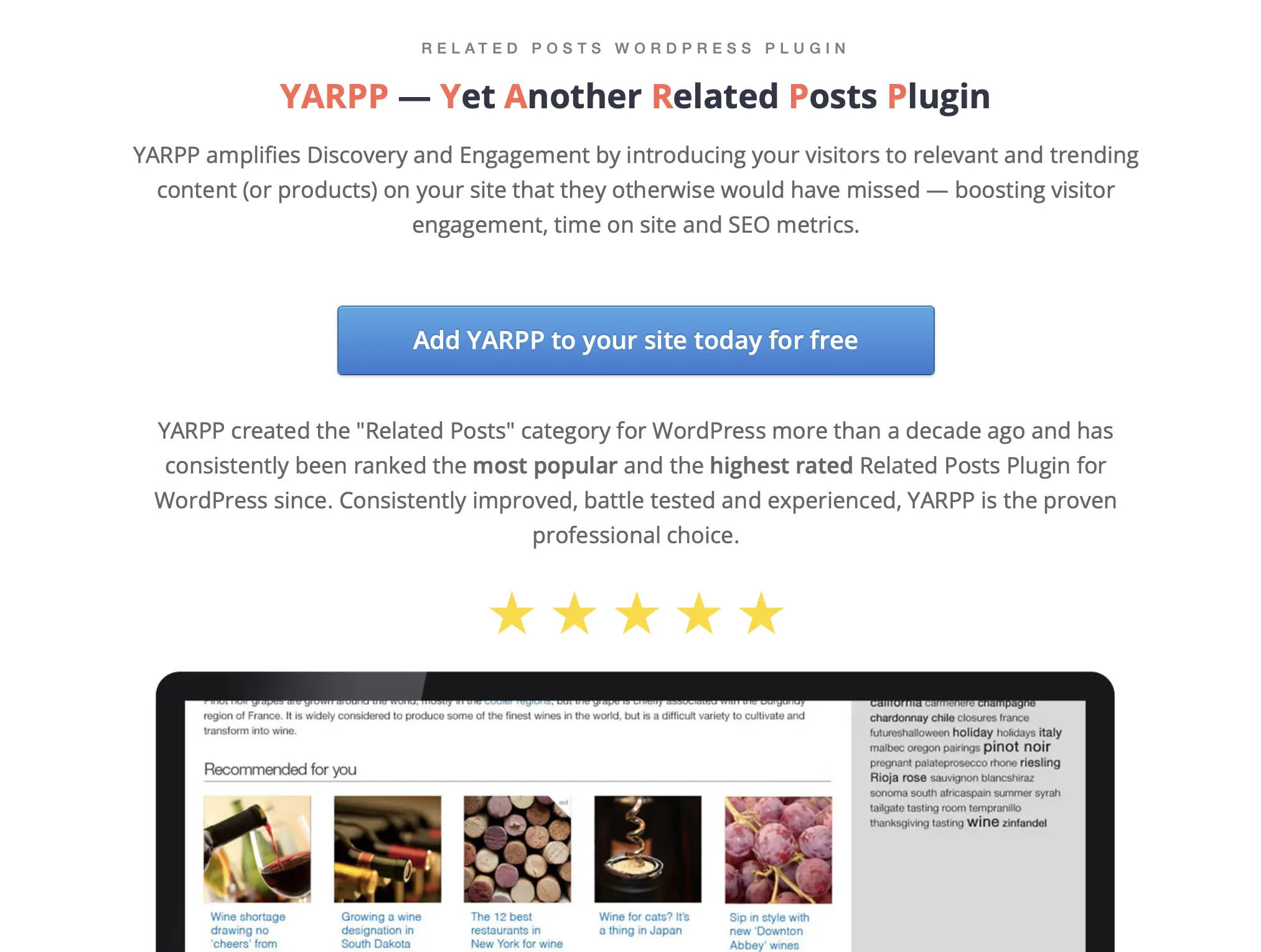 Imagen: Página web oficial de Yet Another Related Posts Plugin (YARPP)