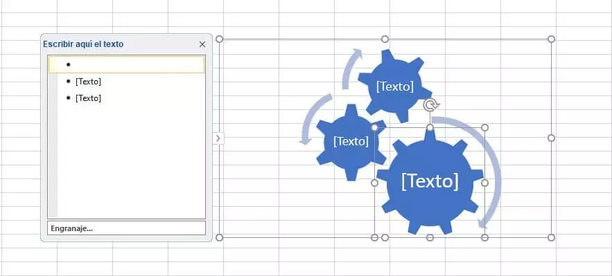Imagen: Menú para rellenar SmartArt