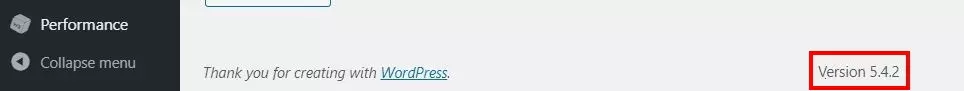 Imagen: Cómo saber qué versión de Wordpress tengo: pie de página del panel de control